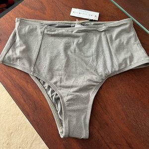 New Vitamin A bikini bottom swimsuit high rise gold shimmer short medium women